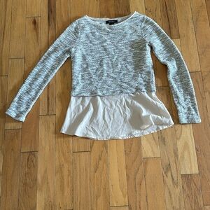 White House Black Market | layered sweater | b&w knit cream extension | size XXS
